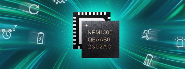 Nordic 的nPM1300是特别适用于nRF52和nRF53系列等 SoC的电源管理集成电路( Power Management IC，PMIC)。相比SoC 的内部稳压器，这款PMIC采用更大的180 nm工艺制造，在提高效率的同时还提供了电池充电和系统管理等附加功能，而这些功能通常需要单独的IC来实现。