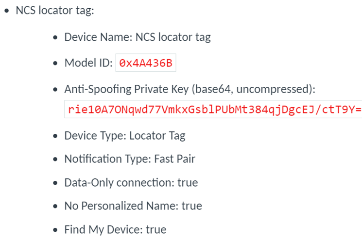 nRF Connect SDK 中例子的注册信息 nRF Connect SDK 中例子的注册信息