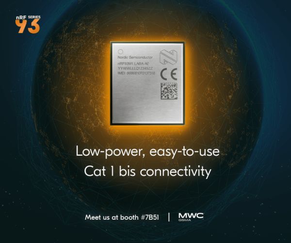 全新 nRF93M1 提供高速连接、低功耗、云端就绪集成与简易部署，在 5G eRedCap 来临之前进一步扩充 Nordic 产品阵容。